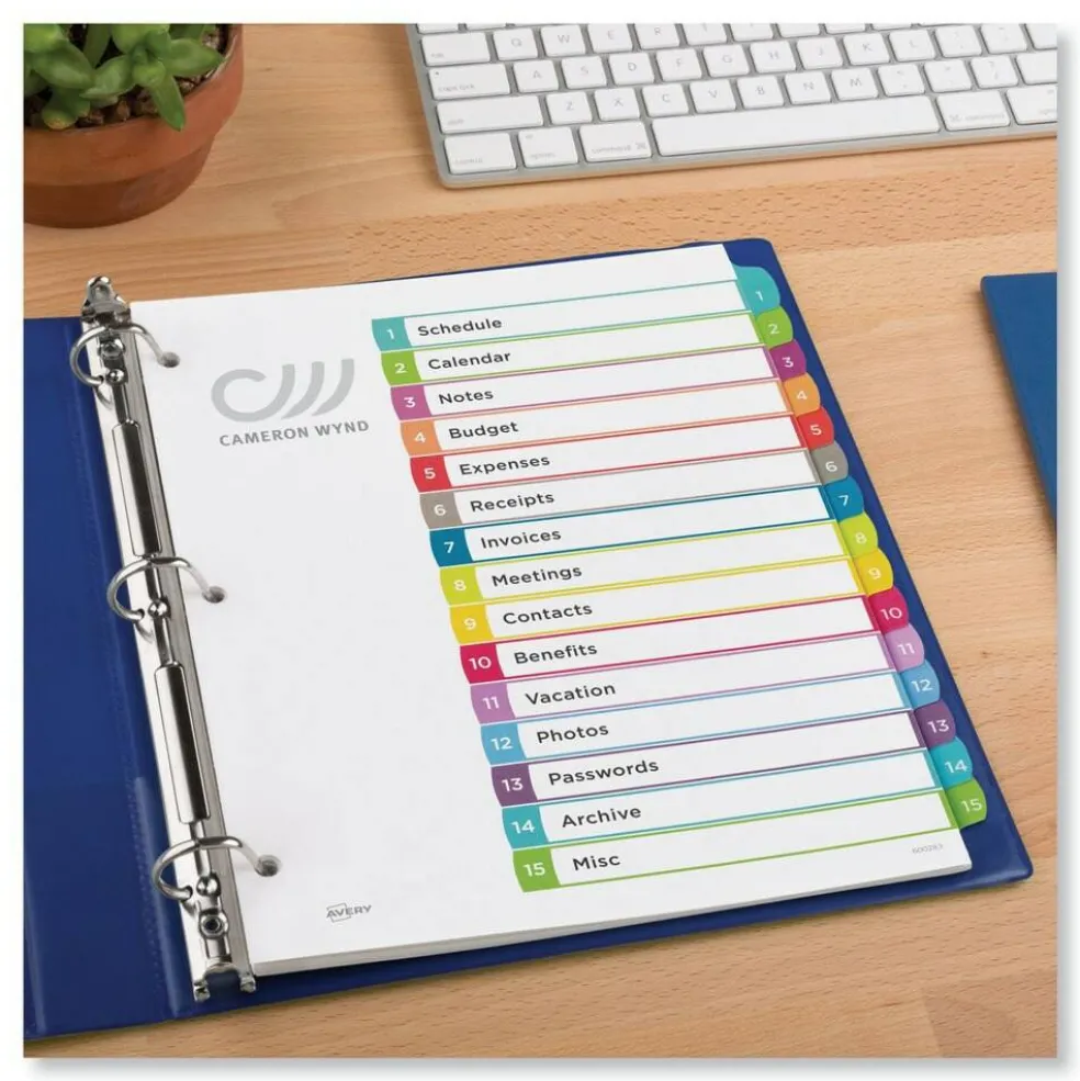 Avery 1 - 15 Tab 11 in. x 8.5 in. Customizable TOC Ready Index Divider Set - Multicolor (1 Set)