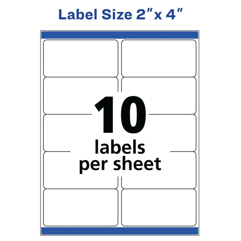 Avery TrueBlock Shipping Labels, Sure Feed Technology, Permanent Adhesive, 2" x 4", 500 Labels (8363)