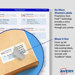 Avery TrueBlock Shipping Labels, Sure Feed Technology, Permanent Adhesive, 3-1/2