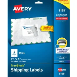 Avery TrueBlock Shipping Labels, Sure Feed Technology, Permanent Adhesive, 3-1/2