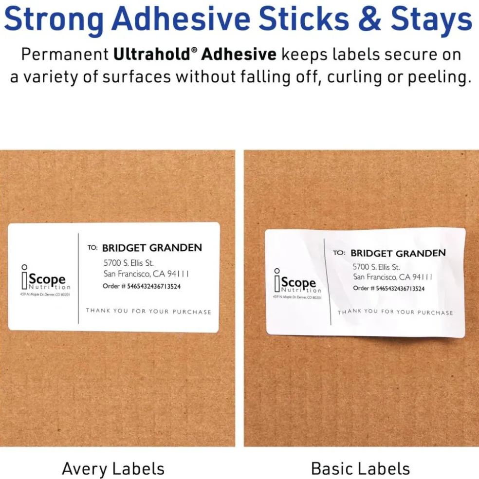 Avery Waterproof Printable Shipping Labels with Sure Feed, 2" x 4", White, 5,000 Blank Mailing Labels (95523)