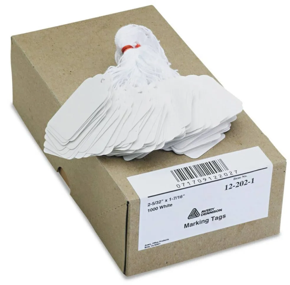 Avery White Marking Tags, Strung, 2.1 x 1.4-Inches, Pack of 1000 (12202)
