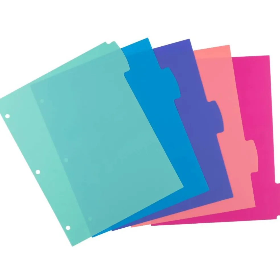 Avery Write & Erase Dividers for 3 Ring Binders, 5 Tabs per Set, Multicolor Big Tabs, Pastels, Binder Dividers Great for Organizing Reports, Projects, and More (16270)