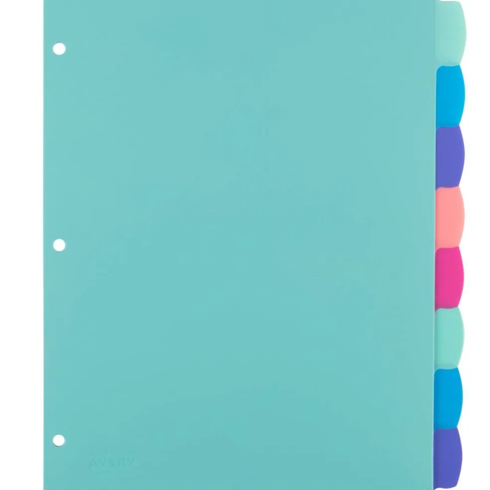 Avery Write & Erase Dividers for 3 Ring Binders, 8 Tabs per Set, Multicolor Big Tabs, Pastels, Binder Dividers Great for Organizing Reports, Projects, and More (16271)
