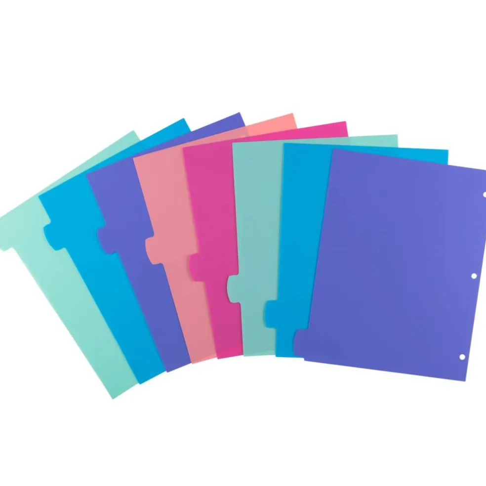 Avery Write & Erase Dividers for 3 Ring Binders, 8 Tabs per Set, Multicolor Big Tabs, Pastels, Binder Dividers Great for Organizing Reports, Projects, and More (16271)