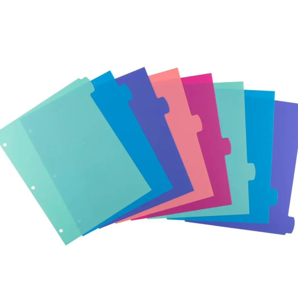 Avery Write & Erase Dividers for 3 Ring Binders, 8 Tabs per Set, Multicolor Big Tabs, Pastels, Binder Dividers Great for Organizing Reports, Projects, and More (16271)
