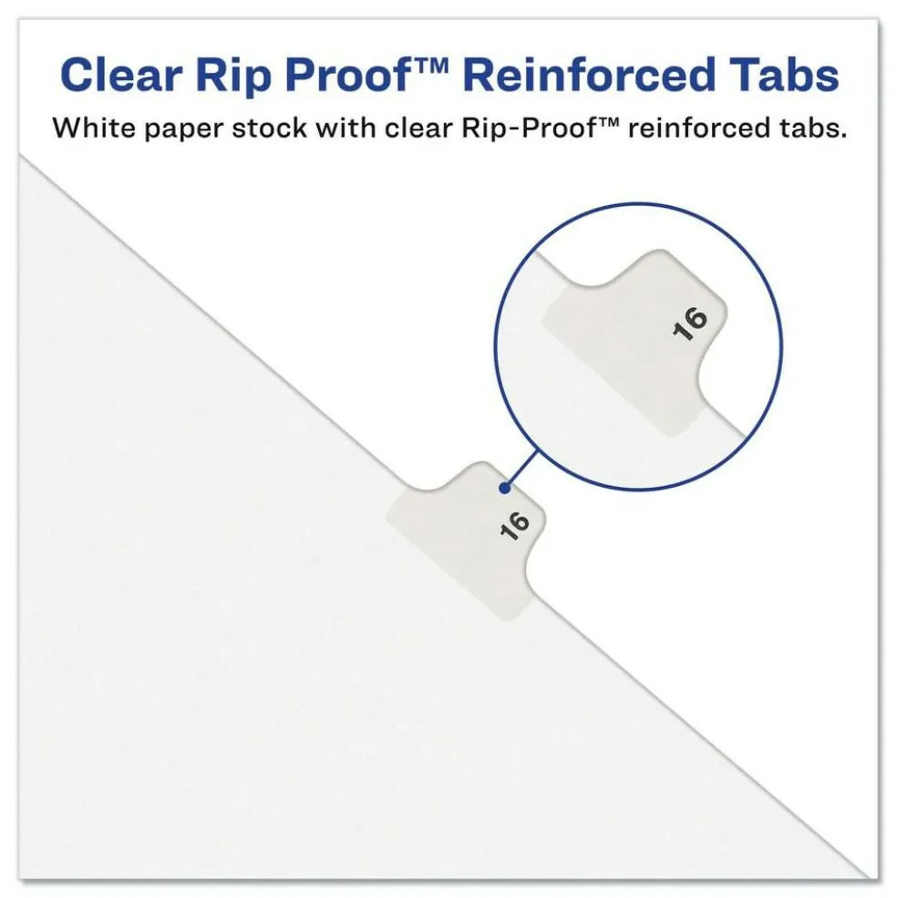 Avery 11 x 8.5 Avery Style Preprinted Legal Exhibit Side 10-Tab Index Dividers - White (25/Pack)