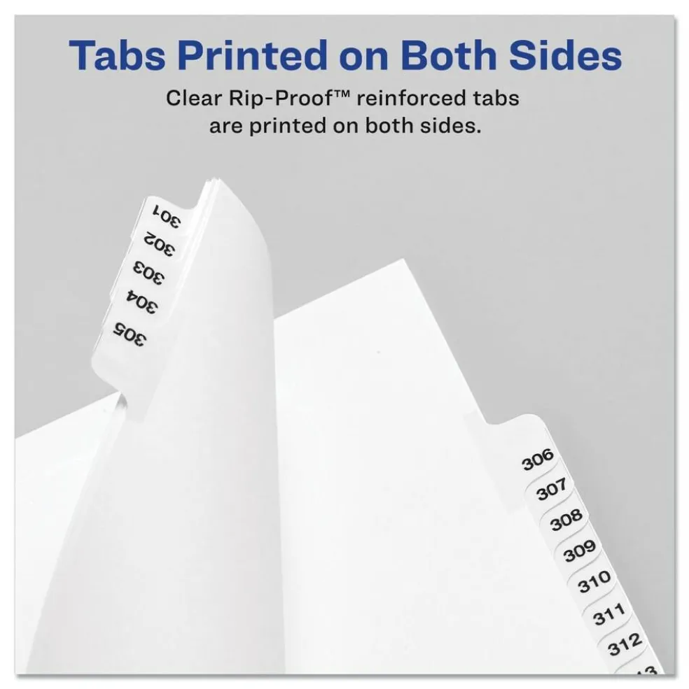 Avery 11 x 8.5 Avery Style Preprinted Legal Exhibit Side 10-Tab Index Dividers - White (25/Pack)