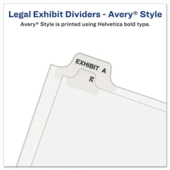 Avery 11 x 8.5 Avery Style Preprinted Legal Exhibit Side 10-Tab Index Dividers - White (25/Pack)