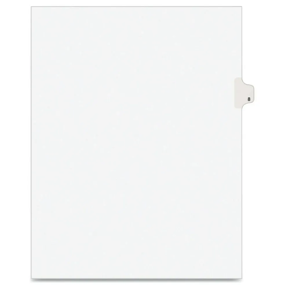 Avery 11 x 8.5 Avery Style Preprinted Legal Exhibit Side 10-Tab Index Dividers - White (25/Pack)