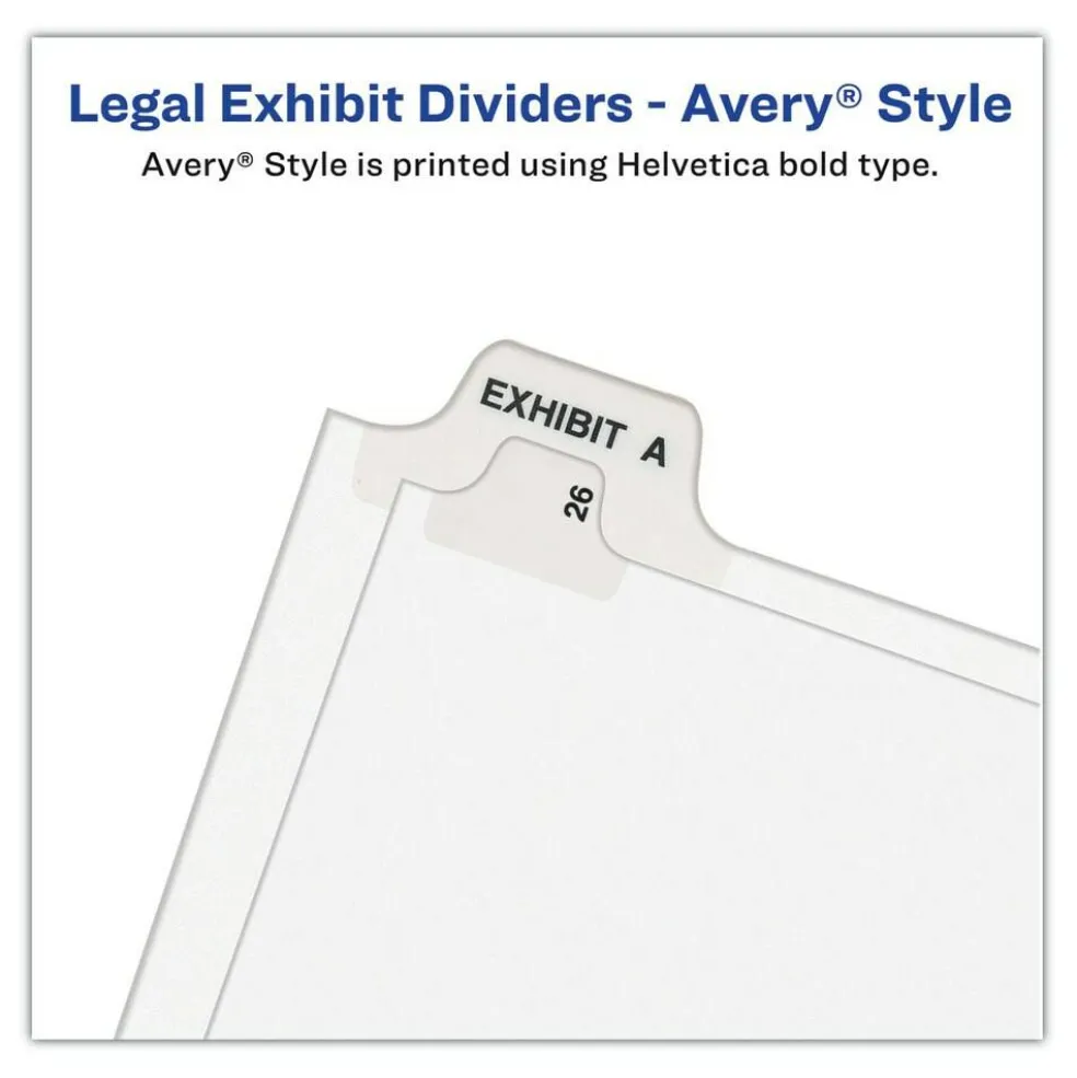 Avery 11 x 8.5 Preprinted Legal Exhibit 70 Side Tab Index Dividers - White (25/Pack)