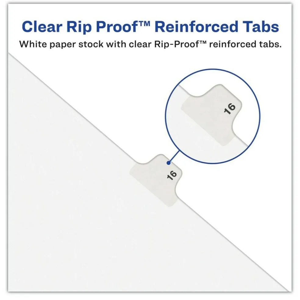Avery 11 x 8.5 Preprinted Legal Exhibit 70 Side Tab Index Dividers - White (25/Pack)