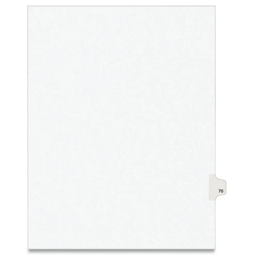 Avery 11 x 8.5 Preprinted Legal Exhibit 70 Side Tab Index Dividers - White (25/Pack)