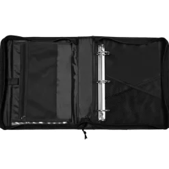 Avery Zipper 3 Ring Binder, 2" Round Rings, 375-Sheet Capacity, 2.8-Inch Wide Spine, 14" Laptop Storage Pocket, Black Durable Binder Organizer with Handle (26076)