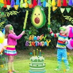 Avocado Piñata Decorations 16 x 11 x 3 Inch Fruit Avocado Piñata with Stick for Gender Reveal Party Baby Shower Birthday Party Fruit Theme Party Game Activity Decoration
