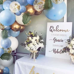Baby Shower Blue Balloon Garland Arch Kit for Boy (Blue,gold,white)