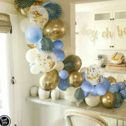 Baby Shower Blue Balloon Garland Arch Kit for Boy (Blue,gold,white)