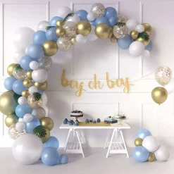 Baby Shower Blue Balloon Garland Arch Kit for Boy (Blue,gold,white)