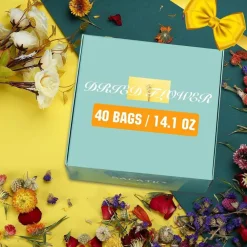 40 Bags Natural Dried Flowers & Herbs Kit, Assorted Botanical Craft Supplies with Mesh Bags & Tweezers for Resin Jewelry, Soap Making, Candle Décor, Bath Crafts, Nail Art & DIY Projects