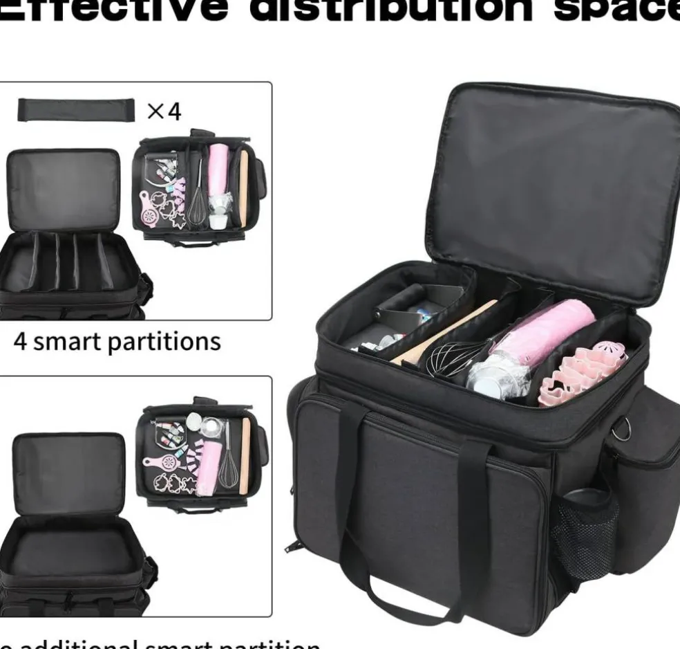 Bakers’ Storage Bag – Cake Decorating Tool Caddy for Pans, Mats, Liners & Baking Supplies, Black