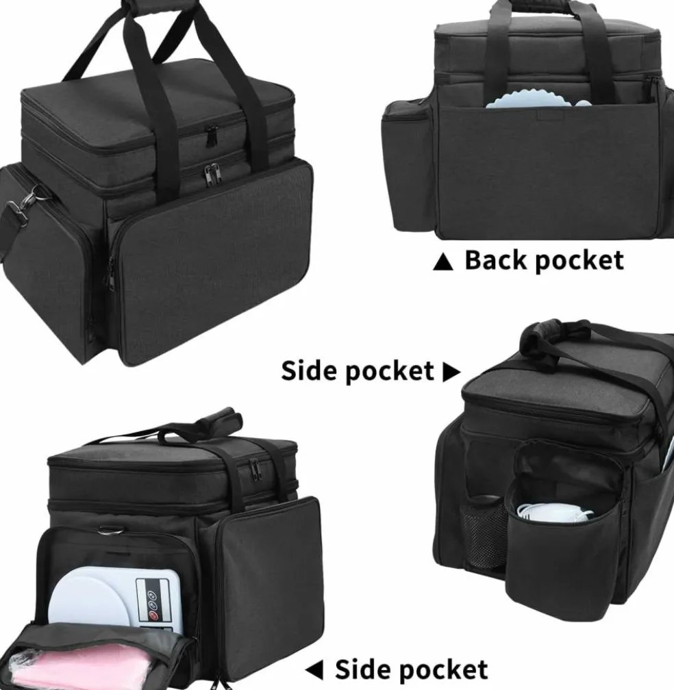 Bakers’ Storage Bag – Cake Decorating Tool Caddy for Pans, Mats, Liners & Baking Supplies, Black
