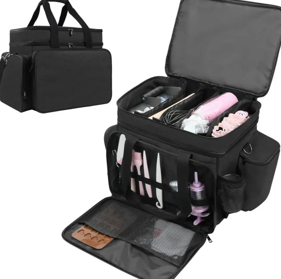 Bakers’ Storage Bag – Cake Decorating Tool Caddy for Pans, Mats, Liners & Baking Supplies, Black
