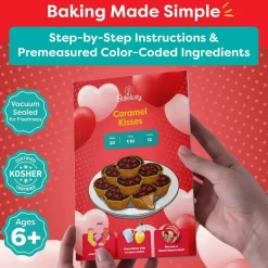 Baketivity Caramel Kisses Kids Baking Kit - Baking Set for Girls and Boys Ages 4-12 - Kids Cooking Kit with Premeasured Ingredients, Instructions, Video, STEM Activities
