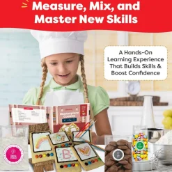 Baketivity Masterpiece Cookies Kids Baking Kit with Pre-Measured Ingredients, Art Lessons & Paint Brushes for Ages 6-12