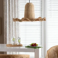 bali & pari Lavada Bohemian Natural Scalloped Rattan Pendant Lampshade