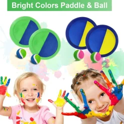 Ball Catch Set Games Toss Paddle - Beach Toys Back Yard Outdoor Pool Backyard Camping Throw Age 3 4 5 6 7 8 9 10 11 12 Years Old Boys Girls Kids Adults Family Pink Blue Gifts 2 Pack
