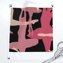 Ballerina Black Background Ballet Dance Dancer Girl Costume Sport Athletic Abstract Nursery Decor Custom Printed Fabric by Spoonflower Various Fabrics by the Yard or Fat Quarter