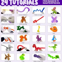 Balloon Animal Twisting Kit with Pump for Kids - Boy & Girl Gift - Birthday Gifts for Girls and Boys