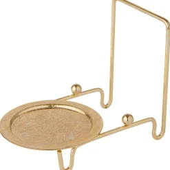 Bard's Ornate Shiny Gold-toned Cup and Saucer Stand, 3" H x 2.75" W x 4" D