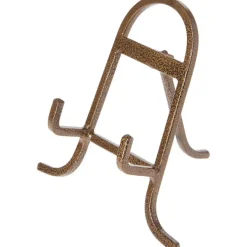 Bard's Small Antique Gold-toned Wrought Iron Easel, 6" H x 5.5" W x 4" D (For 6" - 8.5" Plates)