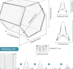 Baseball Display Case UV Protected Acrylic Clear Hexagon Baseball Holder for Tennis Balls,Coins,Memorabilia,with 1 Ball and 2-Coin Racks for Official Size Ball (Hexagon 2 Pack)