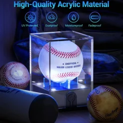 Baseball Display Case with Led Light, Light up Baseball Case for Display, Acrylic Baseball Holder Display Case, UV Protected Clear Baseball Stand Baseball Cube for Memorabilia Baseball Gifts Welcome to Seller Assistant Please log in to your account