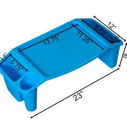 Basicwise Activity Desk Table with Built-In Cup Holder and Storage Compartments, Multipurpose Lap Tray for Home Learning, Art Activities, Snack Time, Reading, and Floor-Based Tasks with Raised-Leg Design