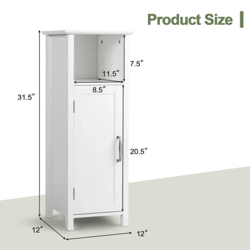 Bathroom Adjustable Shelf Floor Storage Cabinet with Door