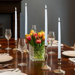 Battery-Operated 3D Wick Flame Taper Candles with Remote Control - Set of 4
