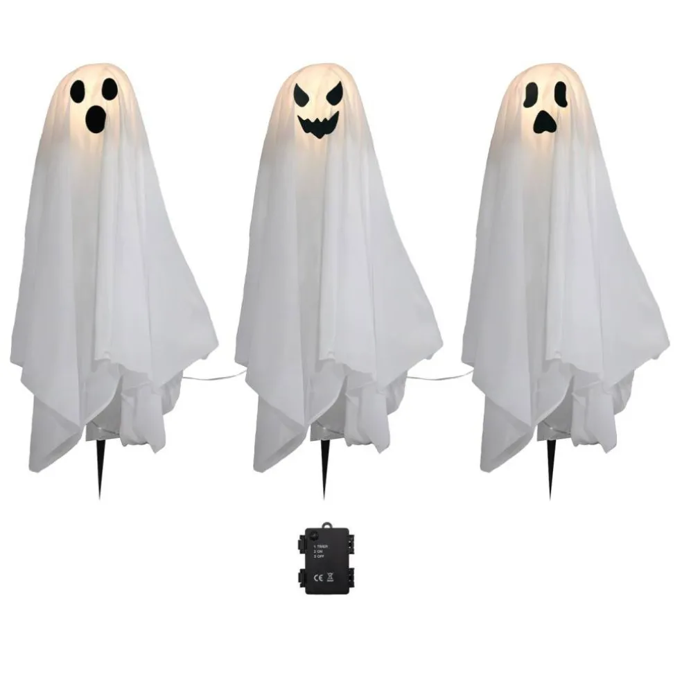 Battery-Operated Lighted Ghosts - Set of 3