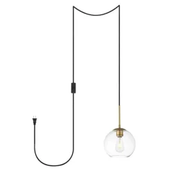 Baxter 1 Light brass plug-in pendant With Clear Glass