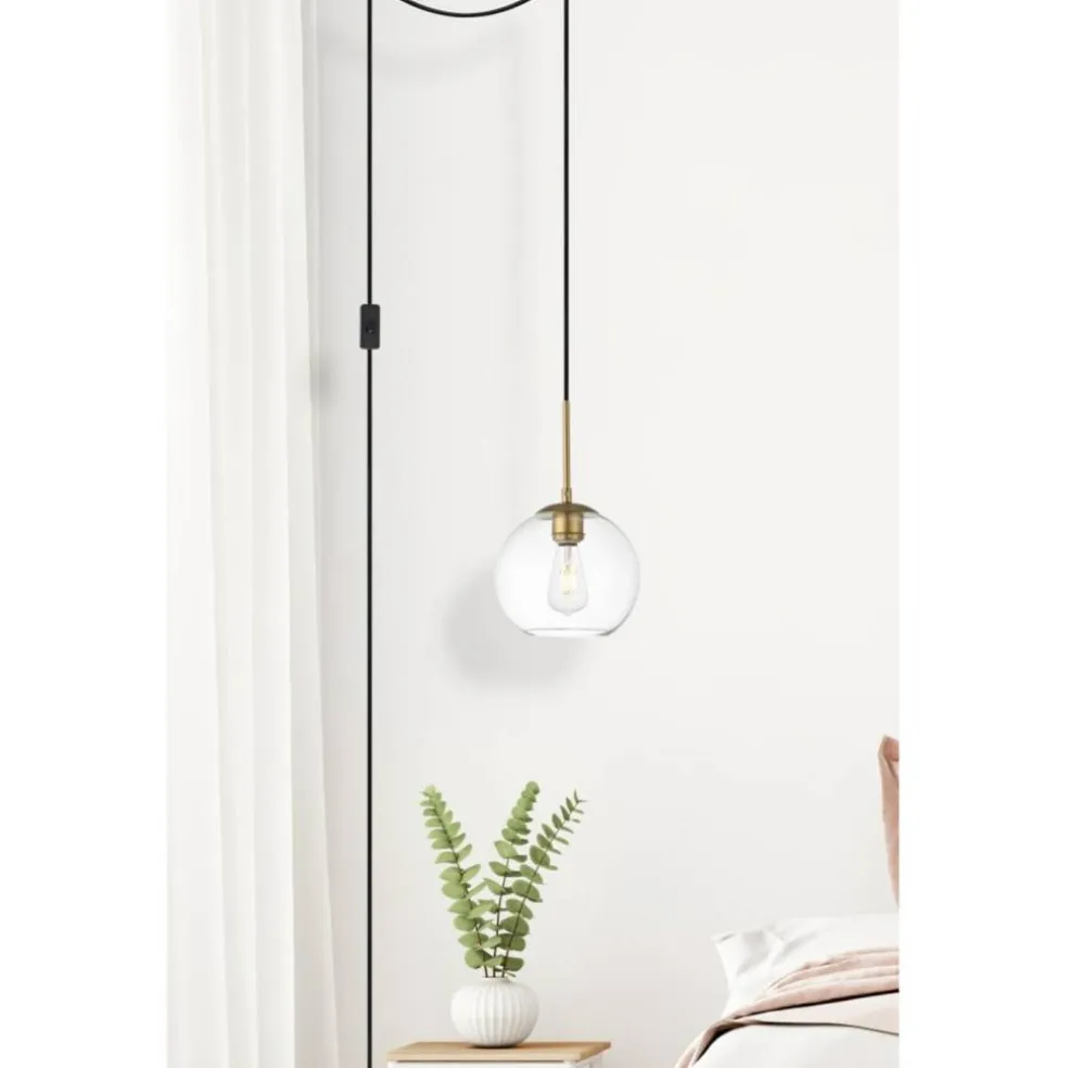 Baxter 1 Light brass plug-in pendant With Clear Glass