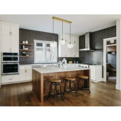 Baxter 3 Lights Brass Pendant With Clear Glass