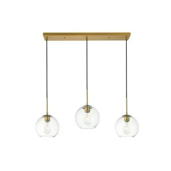 Baxter 3 Lights Brass Pendant With Clear Glass