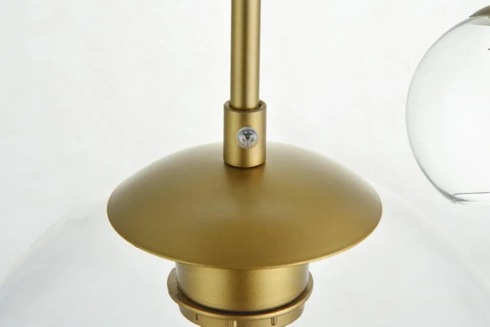 Baxter 3 Lights Brass Pendant With Clear Glass