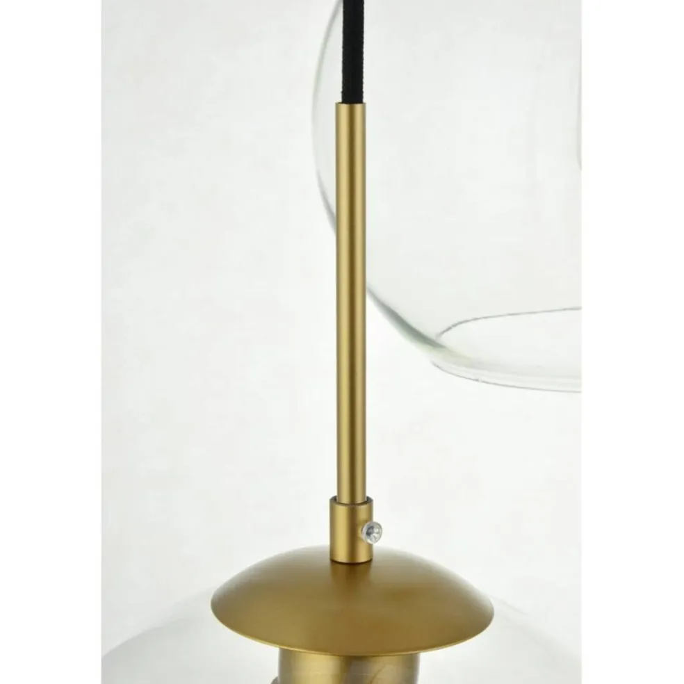 Baxter 3 Lights Brass Pendant With Clear Glass
