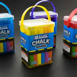 BAZIC Assorted Color Chalk, 20 Sticks, Non-Toxic Chalk, for Sidewalk Art, Chalkboards, Kids Outdoor Play