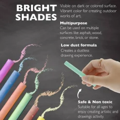 BAZIC Assorted Color Dustless Chalk, 24 Sticks, Standard Chalk Sticks, for Sidewalk Art, Chalkboards, Kids Outdoor Play