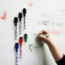 BAZIC Assorted Magnetic Dry Erase Markers, Fine Tip, 6 Count