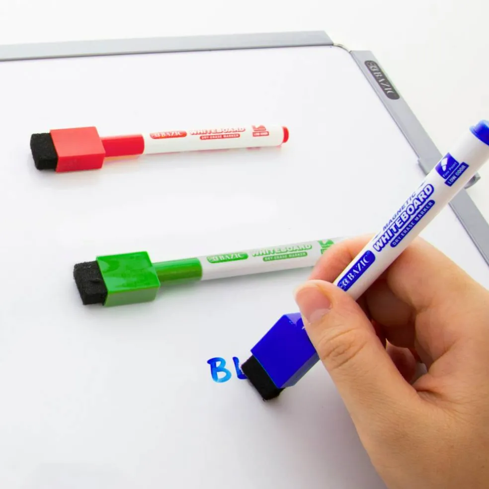 BAZIC Assorted Magnetic Dry Erase Markers, Fine Tip, 6 Count